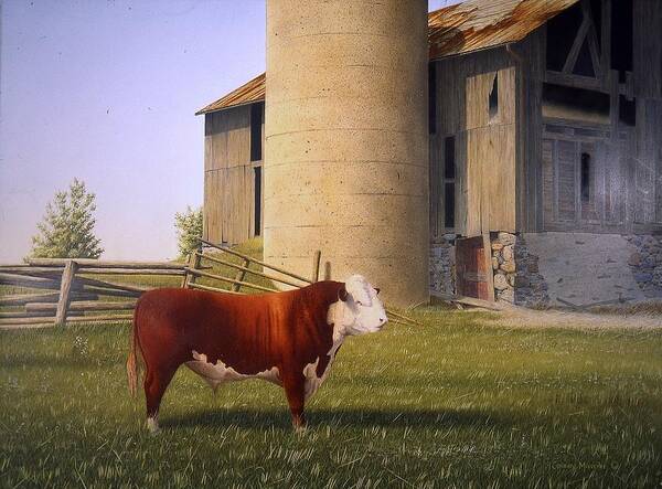 Bull Art Print featuring the painting For the Record by Conrad Mieschke