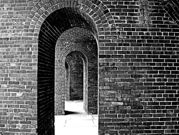 Fort Arches In Black And White Art Print featuring the photograph Fort Arches in Black and White by Kathy K McClellan