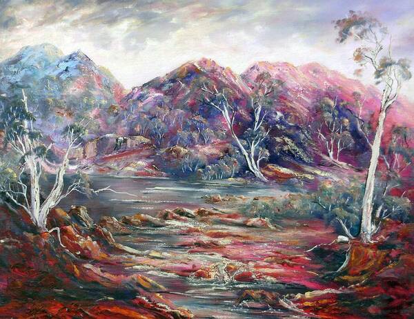 Fountain Springs Art Print featuring the painting Fountain Springs Outback Australia by Ryn Shell