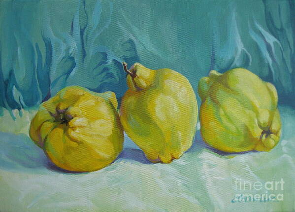 Quince Art Print featuring the painting Fragrance of autumn by Elena Oleniuc