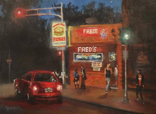  Bar Art Print featuring the painting Fred's by Tom Shropshire