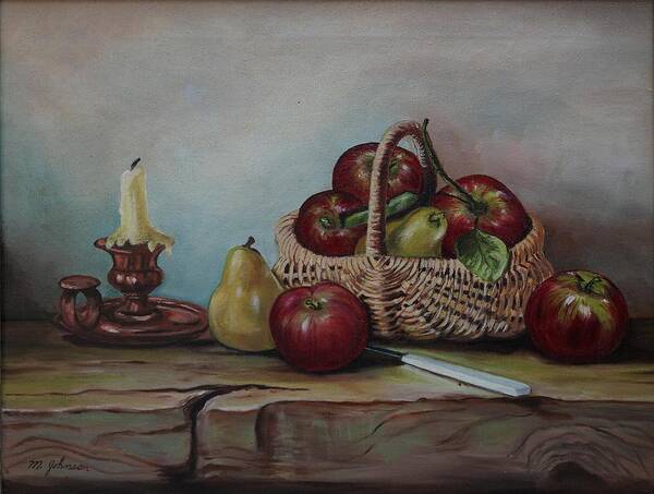 Fruit Basket Art Print featuring the painting Fruit Basket - LMJ by Ruth Kamenev
