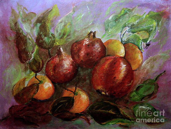 Fruits Art Print featuring the painting Fruit Dance by Jasna Dragun