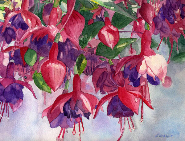 Watercolor Art Print featuring the painting Fuchsia Frenzy by Lynne Reichhart