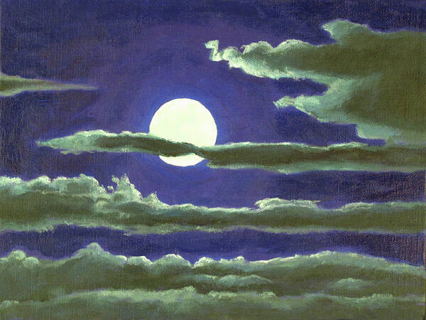 Night Art Print featuring the painting Full Moon by Don Morgan