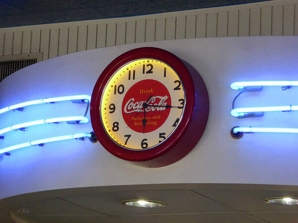 Coca Cola Art Print featuring the photograph Galaxy Diner Clock by Gordon Beck