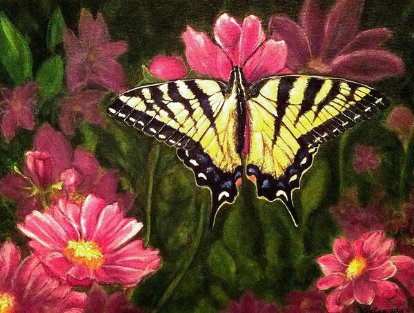 Swallowtail Butterfly Art Print featuring the painting Garden Visitor by Vivian Casey Fine Art