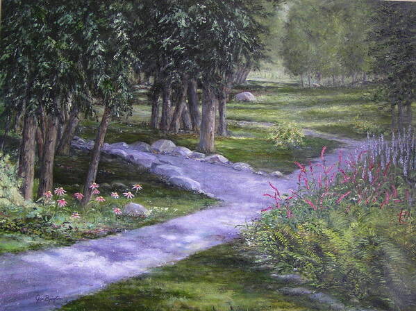 Garden Art Print featuring the painting Garden walk by Jan Byington