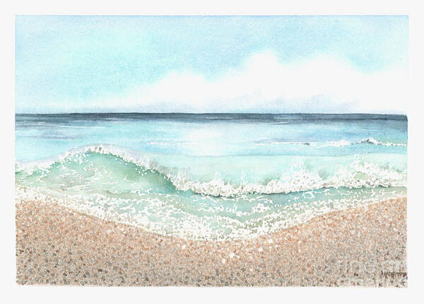 Beach Art Print featuring the painting Gentle Waves by Hilda Wagner