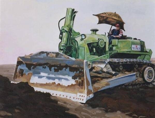 358 Art Print featuring the painting George and His Dozer by Phil Chadwick
