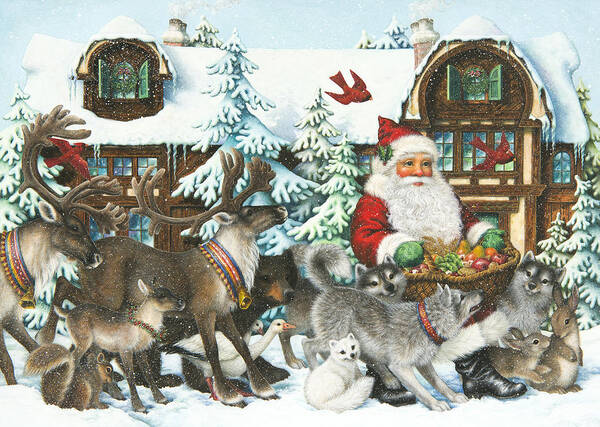 Santa Claus Art Print featuring the painting Gifts for All by Lynn Bywaters