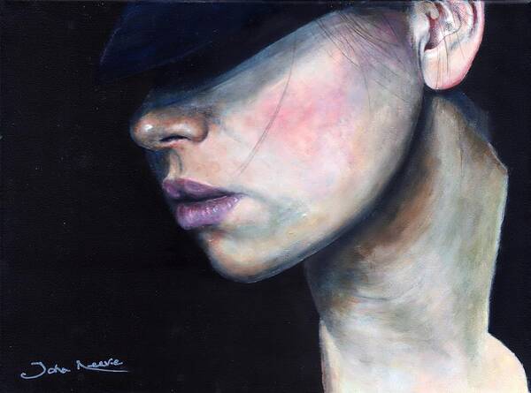 Woman Art Print featuring the painting Girl in Black Hat by John Neeve