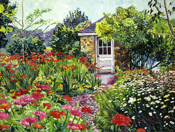 Gardens Art Print featuring the painting Giverny Gardeners House by David Lloyd Glover