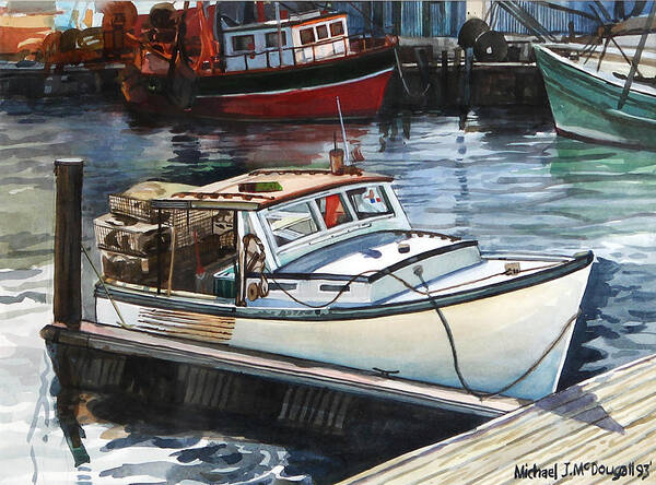 Lobster Boat Art Print featuring the painting Gloucester Harbor by Michael McDougall