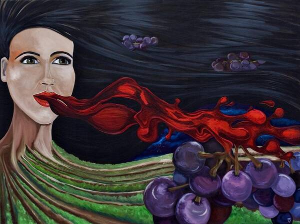 Wine Art Print featuring the painting Goddess of Wine by Victoria Dietz