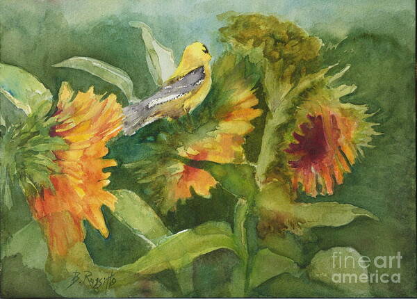 Sunflower Painting Art Print featuring the painting Going for the Gold by B Rossitto