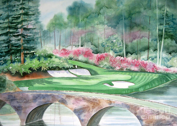 Augusta National Art Print featuring the painting Golden Bell-12th hole by Deborah Ronglien