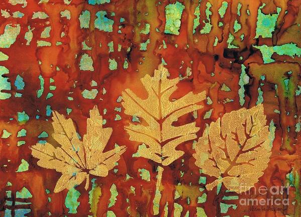 Hao Aiken Art Print featuring the painting Golden Leaves I - Inks Abstract by Hao Aiken