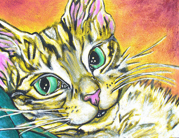 Portrait Art Print featuring the painting Golden Tabby by Sarah Crumpler