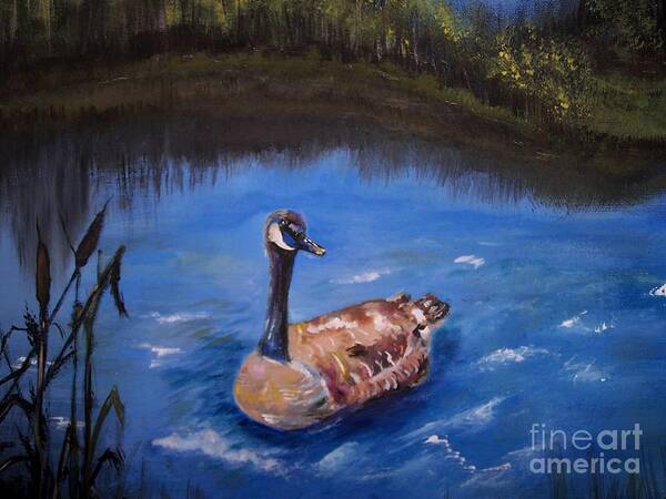 Goose Art Print featuring the painting Goose by Leslie Allen