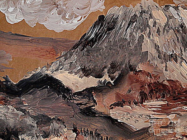 Abstract Gray Mountain Painting Art Print featuring the painting Gray Mountain by Nancy Kane Chapman