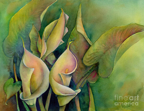 Calla Lily Art Print featuring the painting Green Calla Lilies by Amy Kirkpatrick