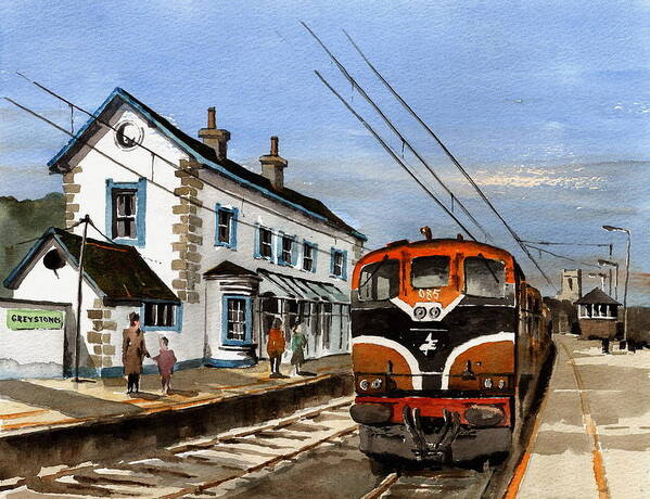 Ireland Art Print featuring the painting Greystones Railway Station Wicklow by Val Byrne