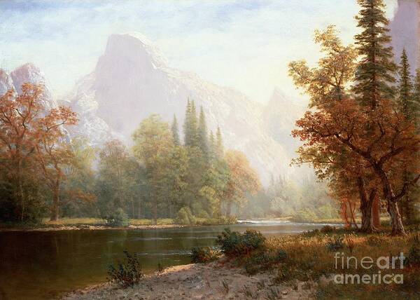 Albert Bierstadt Art Print featuring the painting Half Dome Yosemite by Albert Bierstadt
