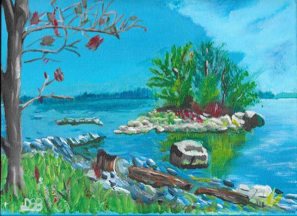 Landscape Art Print featuring the painting Hamilton inner bay by David Bigelow