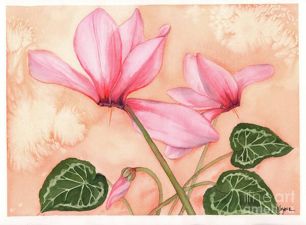 Cyclamen Art Print featuring the painting Happy Dance by Hilda Wagner