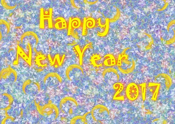 Greeting Cards Happy New Year 2017 Art Print featuring the digital art Happy New Year 2017 by Jean Bernard Roussilhe
