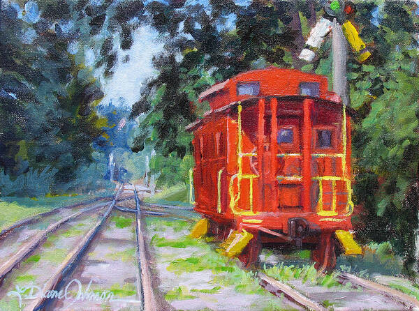 Railroading Art Print featuring the painting Happy Rails by L Diane Johnson