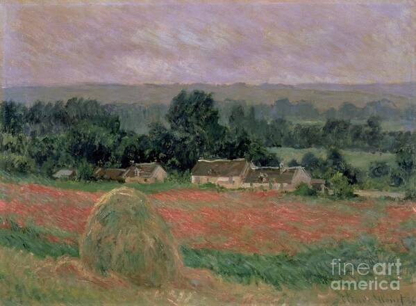 Haystack At Giverny Art Print featuring the painting Haystack at Giverny, 1886 by Claude Monet