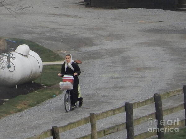 Amish Art Print featuring the photograph Heading Off to School by Christine Clark