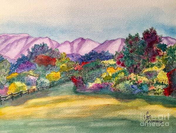 Mountains Art Print featuring the painting Heavenly Gardens by Sue Carmony