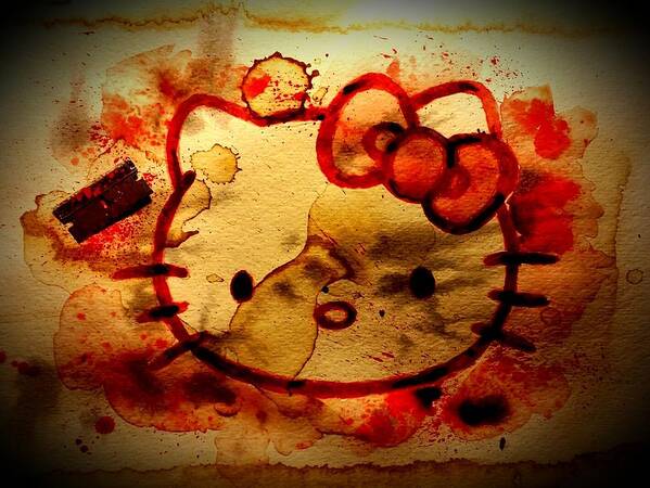 Hello Kitty Art Print featuring the painting Hell-o Kitty by Ryan Almighty