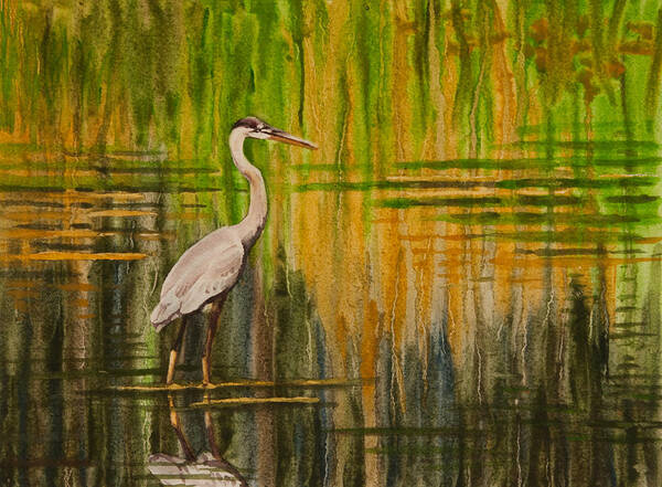 Abstract Art Print featuring the painting Heron Drip II by Heidi E Nelson