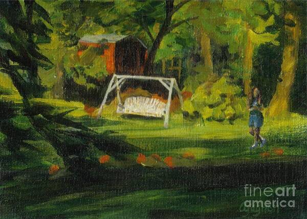 Swing Art Print featuring the painting Hiedi's Swing by Claire Gagnon