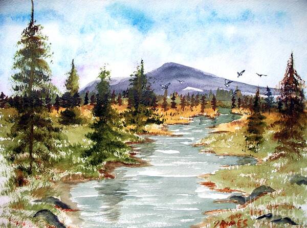 Mountains Art Print featuring the painting High Country Stream by Carol Grimes