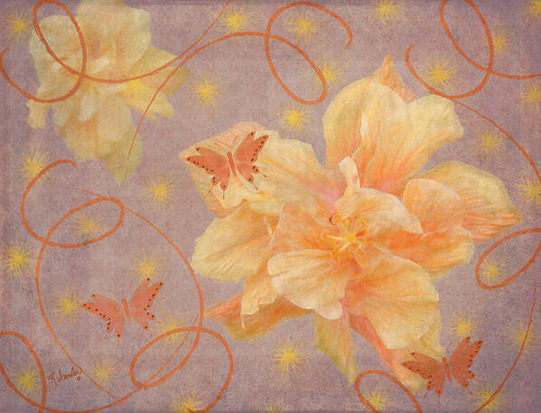 Flower Art Print featuring the mixed media High Flying Hibiscus by Rosalie Scanlon