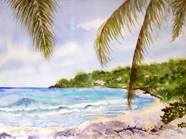 Caribbean Art Print featuring the painting High Tide at Brewers by Diane Kirk