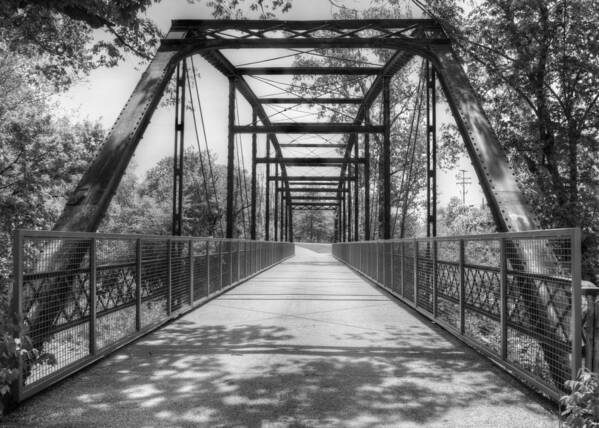 Bridge Art Print featuring the photograph Hinkson Creek Bridge in Black and White by Cricket Hackmann