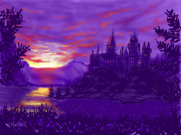 Ipad Art Art Print featuring the painting Hogwarts in Purple by Glenn Marshall