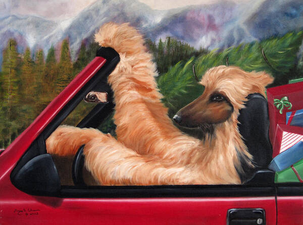 Afghan Hound Art Print featuring the painting Holiday's Forever by Terry Chacon