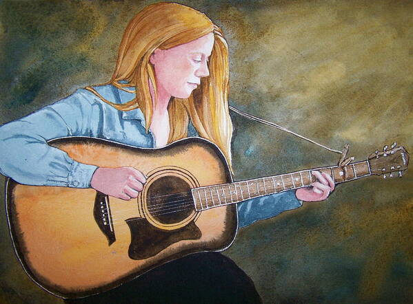 Guitar Art Print featuring the painting Holly by Lynn Babineau