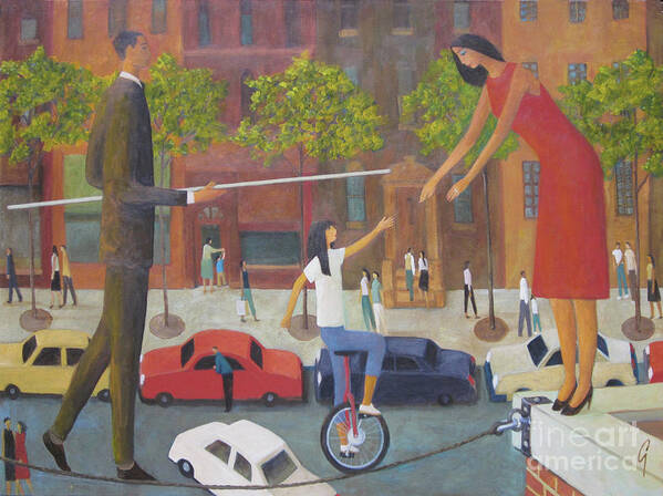 Tightrope Art Print featuring the painting Homecoming by Glenn Quist