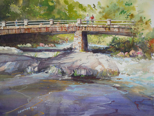 Leaves Art Print featuring the painting Hopper Bridge Creek by P Anthony Visco