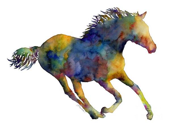 Horse Art Print featuring the painting Horse Running by Hailey E Herrera