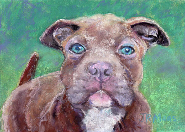 Puppy Pit Bull Art Print featuring the painting Hudson by Julie Maas