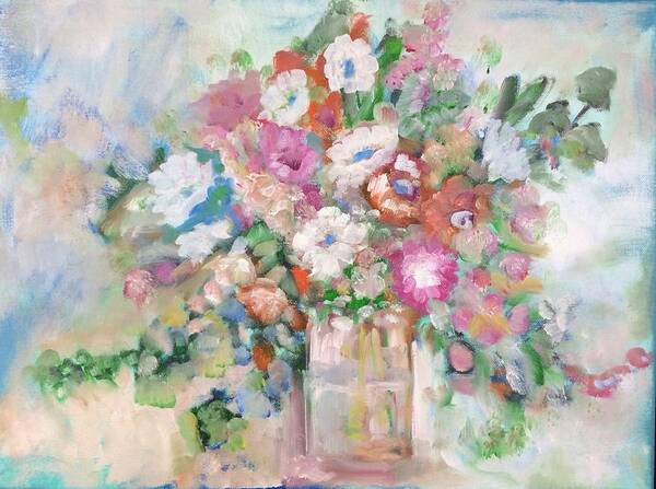 Floral Art Print featuring the painting I Picked You Some Flowers by Jennifer Buerkle
